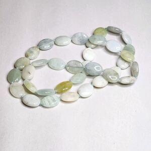 Jay King Long Strand Necklace 30 Natural Aquamarine Pastel Blue New Oval Stone